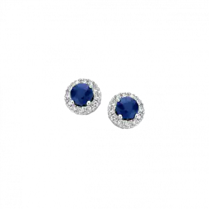 WG Briljant oorsieraden Conca 2 x 0.06 crt H/Si + Saffier | H -  Wesselton - Wit | 0.00