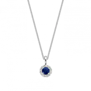 WG Briljant hanger Conca 0.12 crt H/Si + Saffier | H -  Wesselton - Wit | 0.00