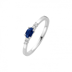 WG Briljant ring 0.06 crt H/Si + saffier 0.38 crt