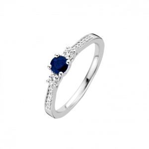 WG Briljant ring 0.18 crt H/Si + saffier 0.38 crt