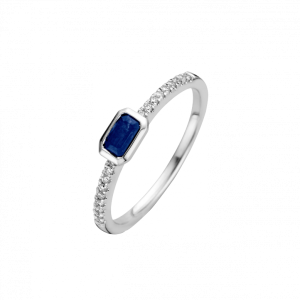 WG Briljant ring 0.10 crt H/Si + saffier 0.37 crt