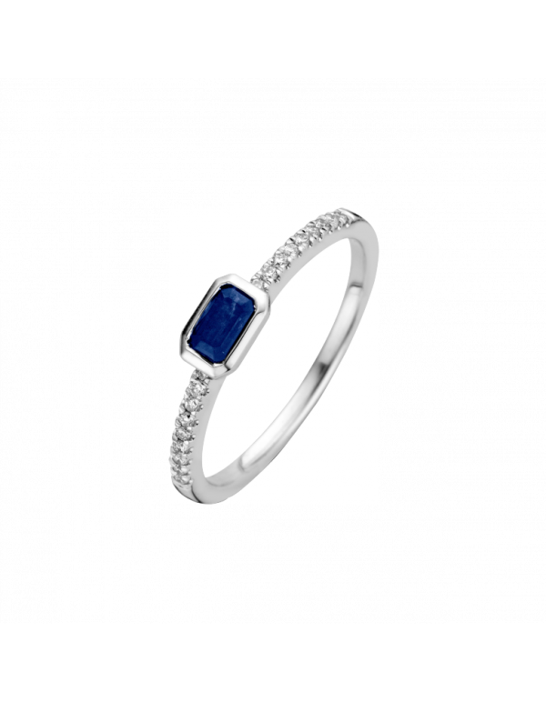 WG Briljant ring 0.10 crt H/Si + saffier 0.37 crt