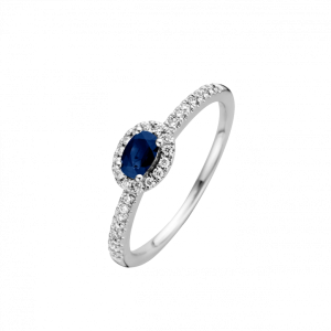 WG Briljant ring 0.18 crt H/Si + saffier 0.34 crt