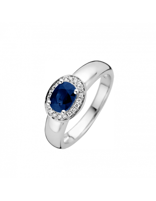 WG Briljant ring 0.11 crt H/Si + saffier 1.03 crt