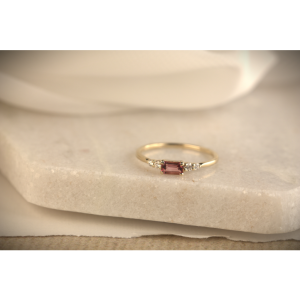 GG Briljant ring Casa 0.10 crt H/Si + Pink Tourmaline