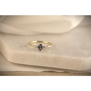 GG Briljant ring Lovo 0.07 crt H/Si + London Blue Topaz