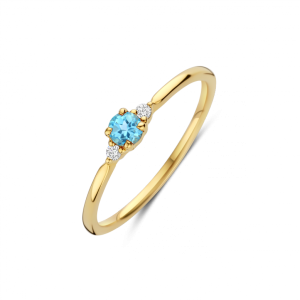 GG Briljant ring Mia 0.03 crt H/Si + Swiss Blue Topaz