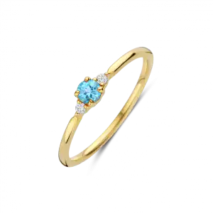 GG Briljant ring MIA 0.03 crt H/Si + Swiss Blue Topaz