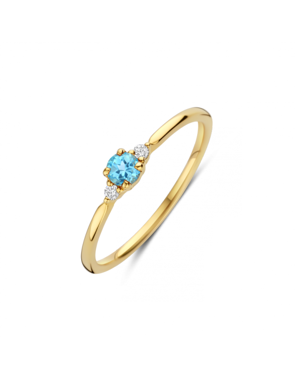 GG Briljant ring Mia 0.03 crt H/Si + Swiss Blue Topaz