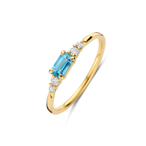 GG Briljant ring Casa 0.10 crt H/Si + Swiss Blue Topaz