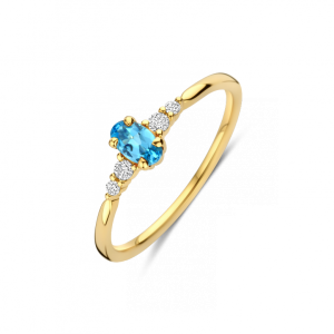GG Briljant ring Lovo 0.07 crt H/Si + Swiss Blue Topaz