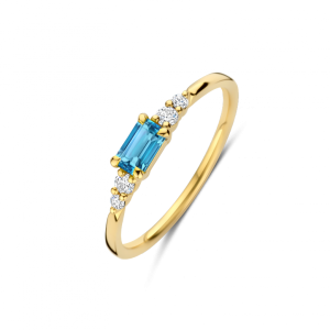 GG Briljant ring Casa 0.10 crt H/Si + London Blue Topaz