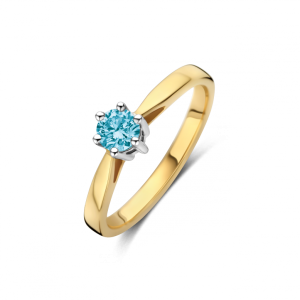 MAN MADE Bico Classico ring 1 x 0.10 crt H/Si blauw MM | H - Wesselton - Wit | 18.50